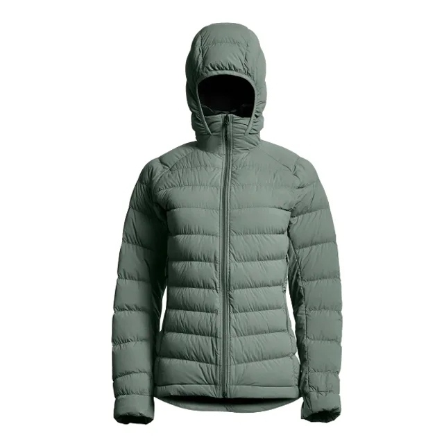 Unisex Hooded Puffer Jacket — Sage — Sage, front view