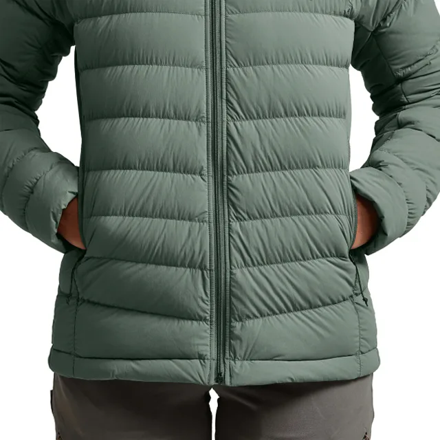 Unisex Hooded Puffer Jacket — Sage — Sage, pocket detail