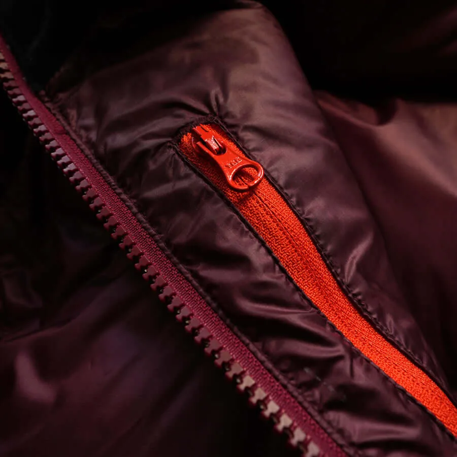 Unisex Hooded Puffer Parka — 4 Colourways — Burgundy, zipper detail