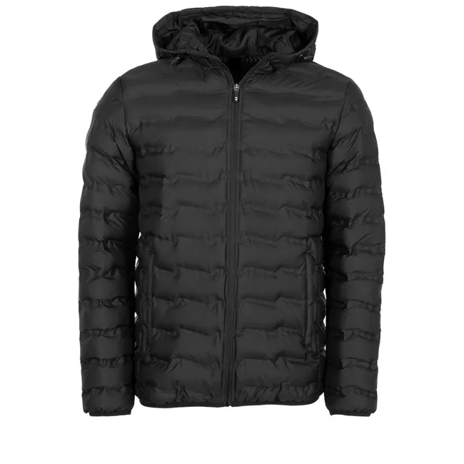 Unisex Hooded Quilted Jacket — Black — Black, front view