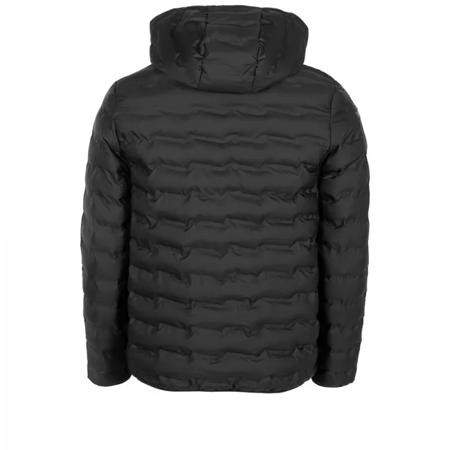 Unisex Hooded Quilted Jacket — Black — Black, back view