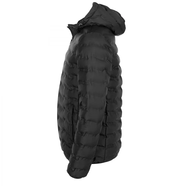 Unisex Hooded Quilted Jacket — Black — Black, side view