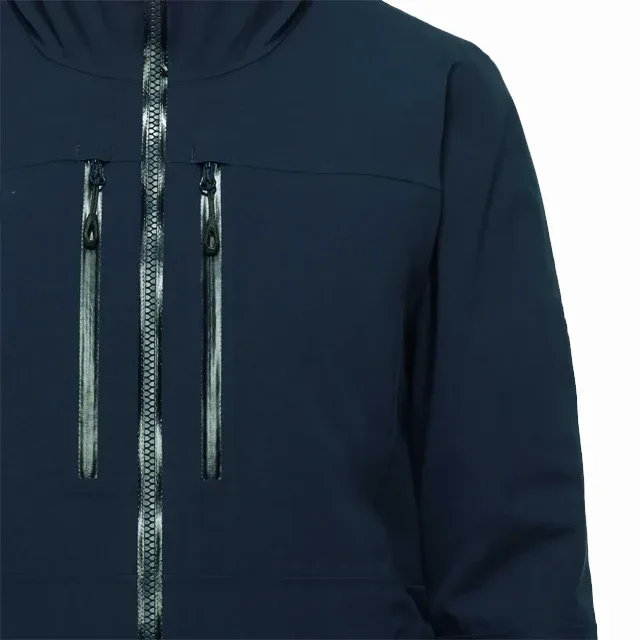 Unisex Hooded Shell Jacket — Navy — Navy, chest zips detail