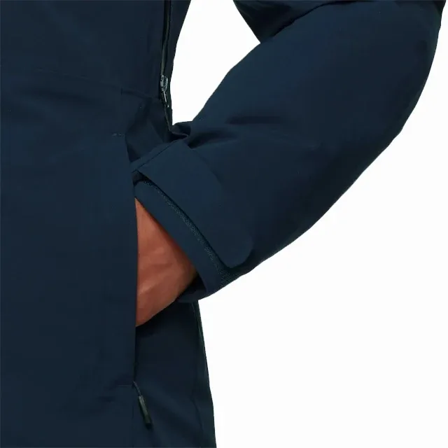 Unisex Hooded Shell Jacket — Navy — Navy, hand pocket detail