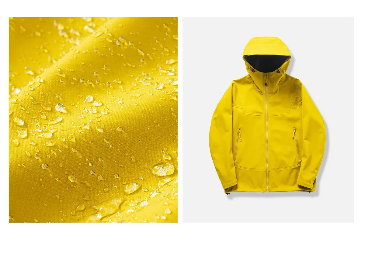 Unisex Hooded Softshell Jacket — Yellow, fabric & jacket