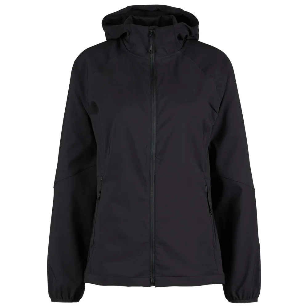 Unisex Hooded Softshell Jacket — Dark Purple & Black — Black, front view