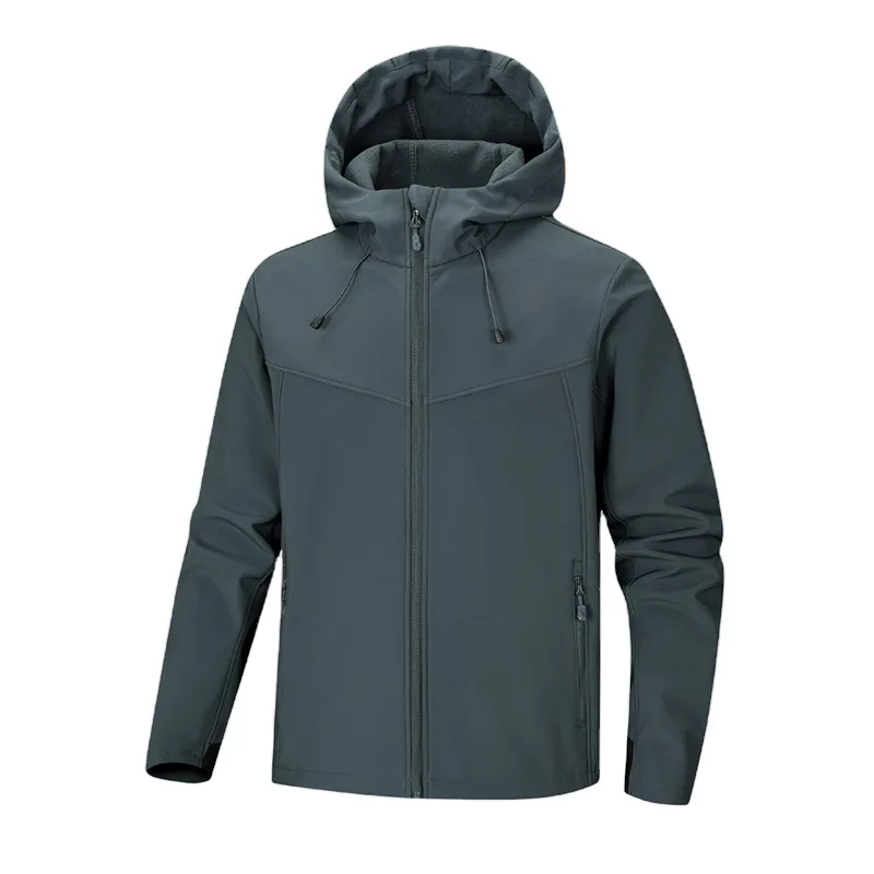 Unisex Hooded Softshell Jacket — 4 Colourways — Dark Grey, front view