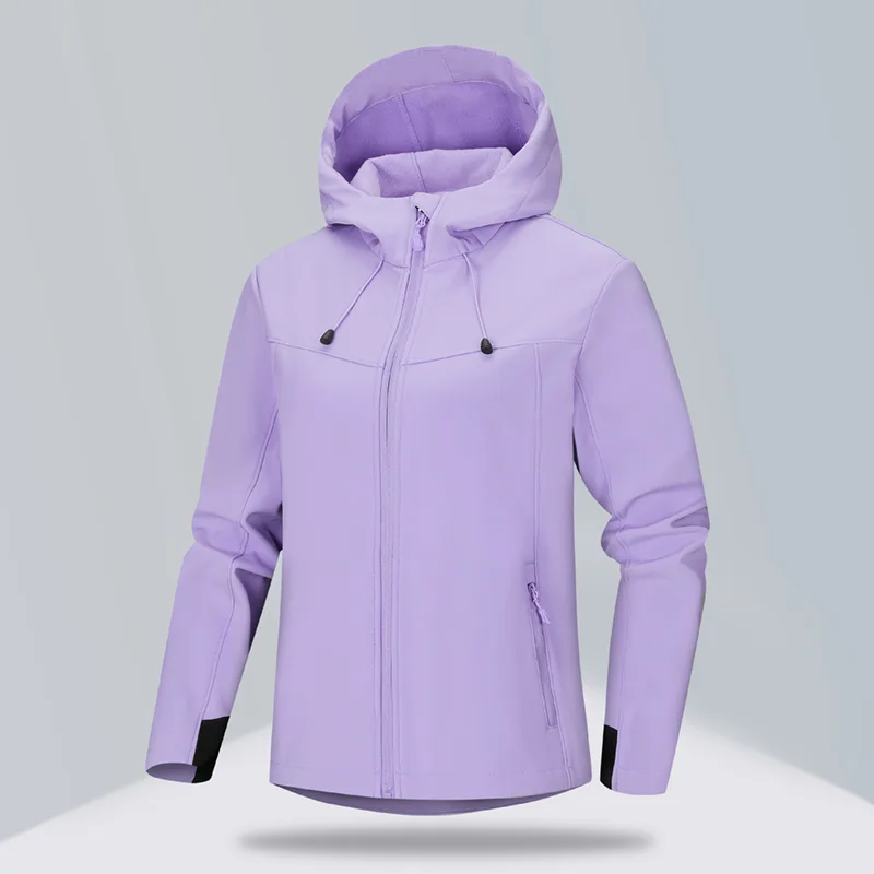Unisex Hooded Softshell Jacket — 4 Colourways — Light Purple, front view