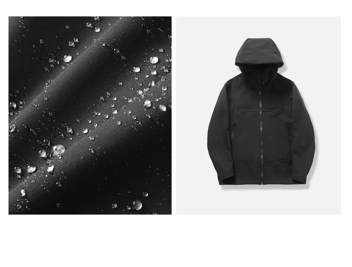 Unisex Hooded Softshell Jacket — Black, fabric & jacket