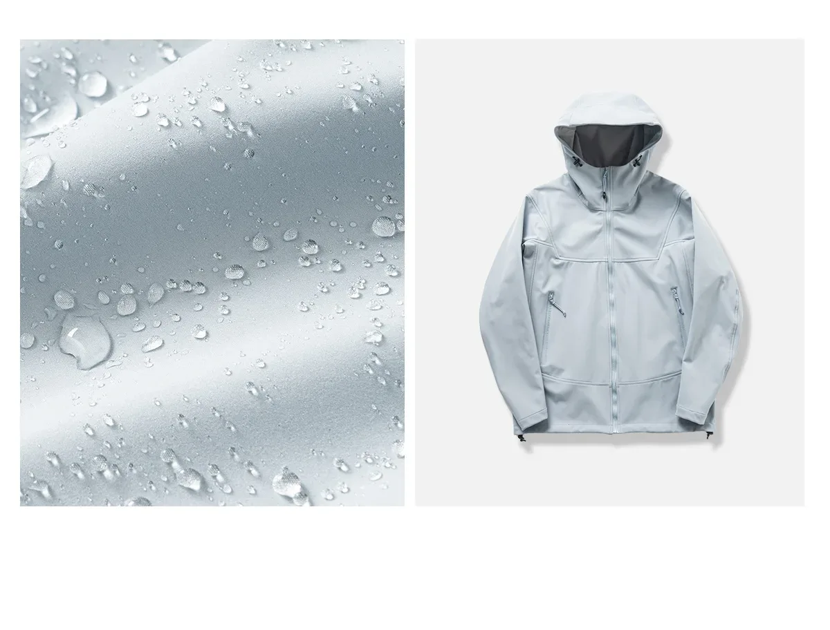 Unisex Hooded Softshell Jacket — Blue, fabric & jacket