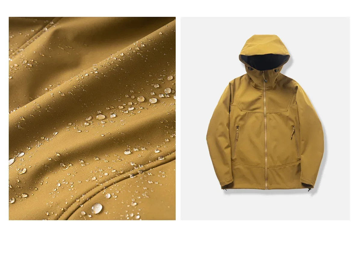 Unisex Hooded Softshell Jacket — Brown, fabric & jacket