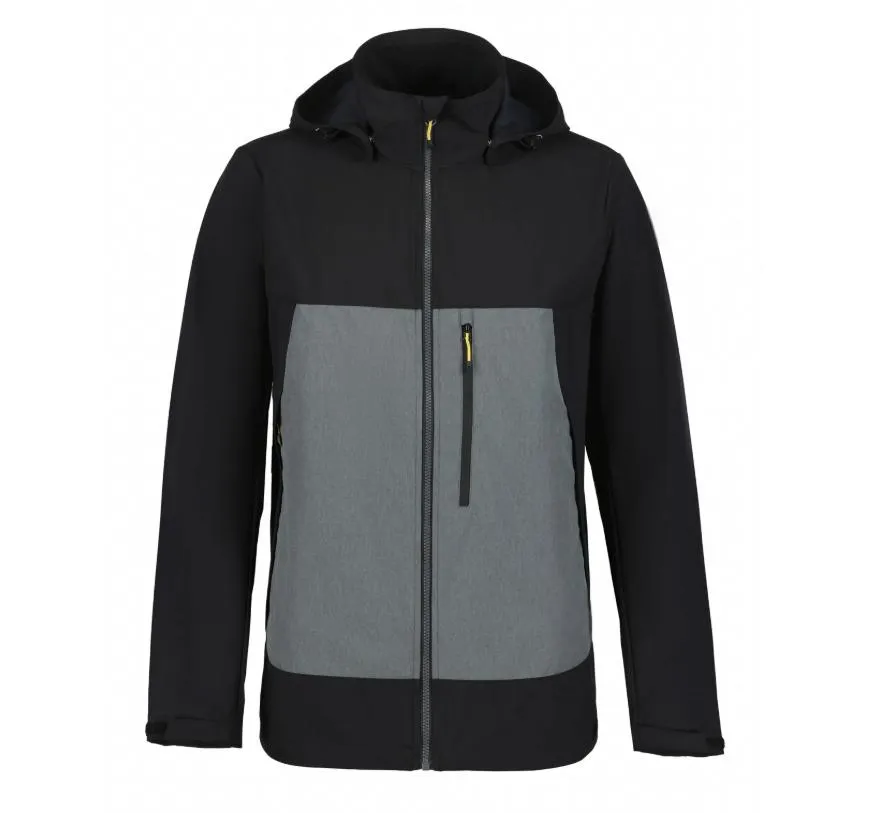 Unisex Hooded Softshell Jacket — Charcoal & Black — Charcoal & Black, model front view