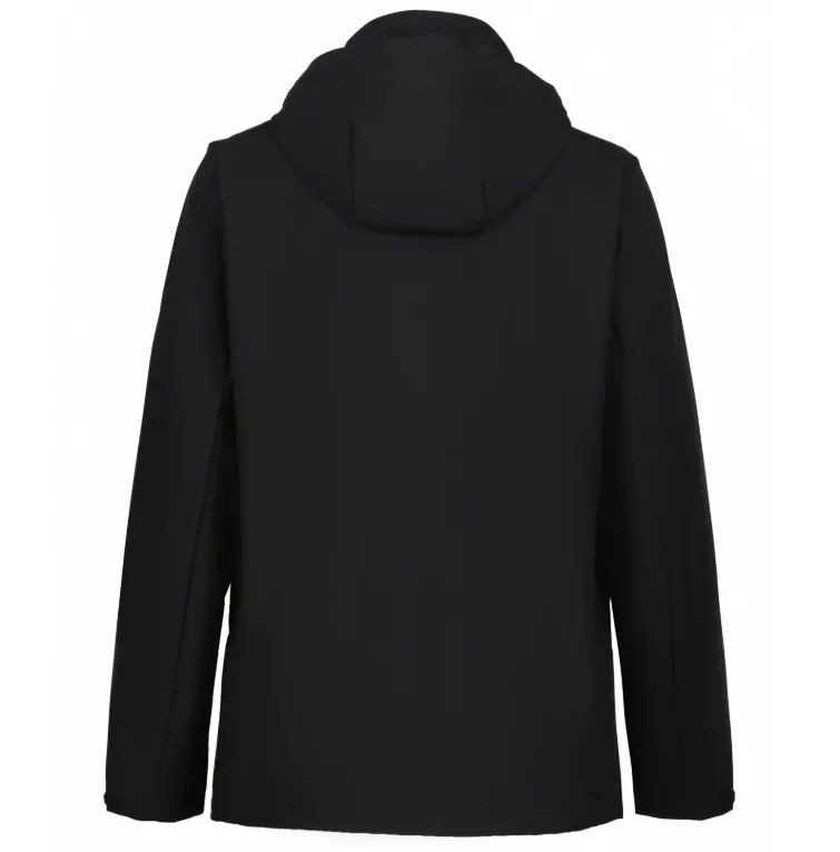 Unisex Hooded Softshell Jacket — Charcoal & Black — Charcoal & Black, back view