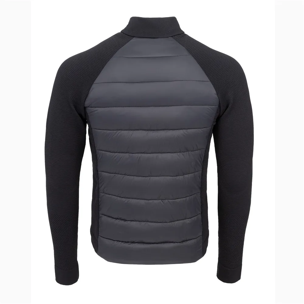 Unisex Hybrid Jacket — Charcoal with Knit Sleeves — Charcoal & Black Knit, back view