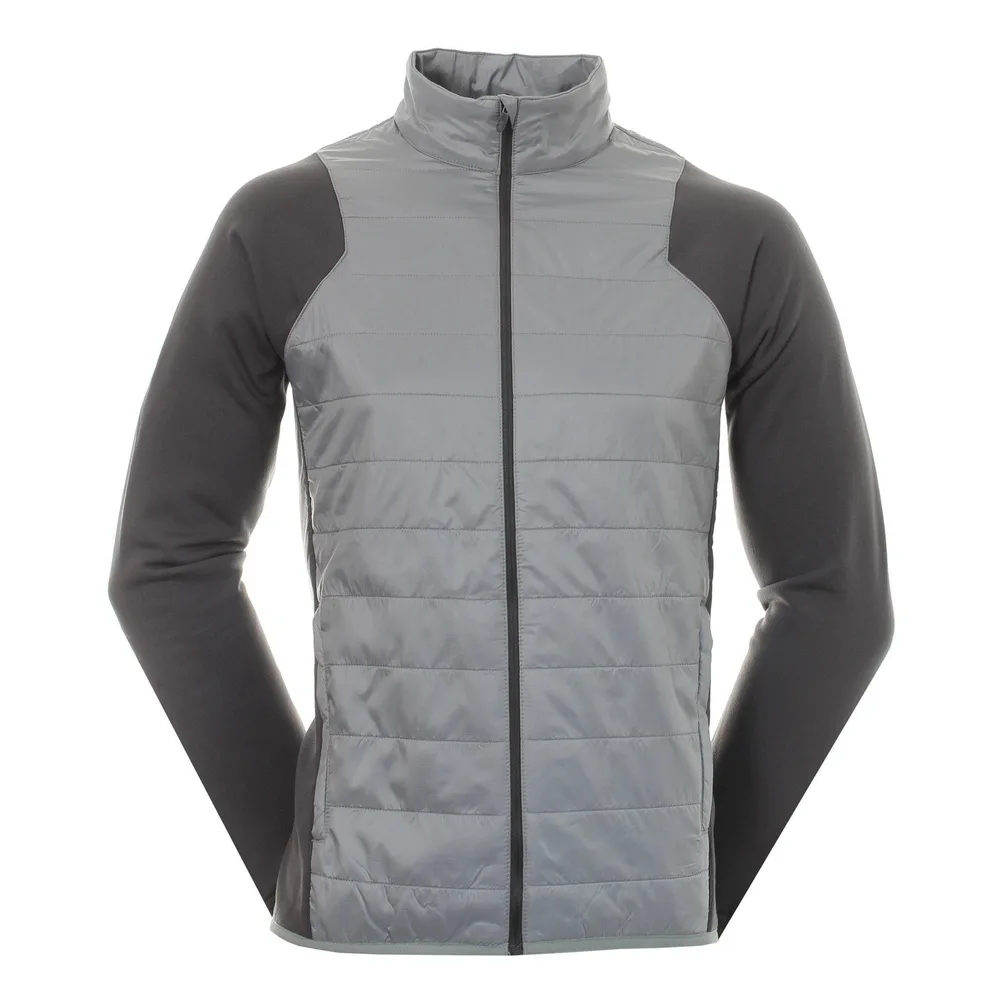 Unisex Hybrid Quilted Jacket — Grey & Charcoal — Grey & Charcoal, front view