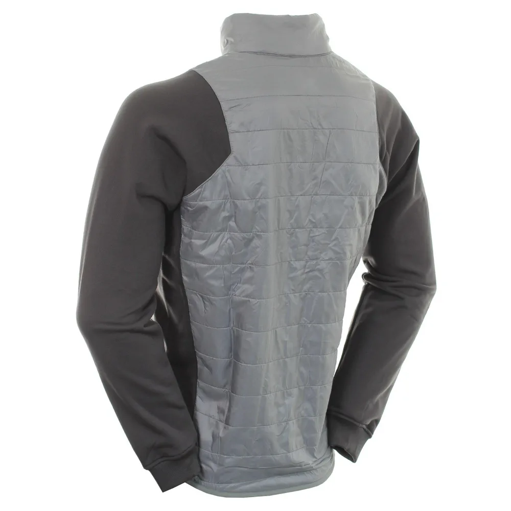 Unisex Hybrid Quilted Jacket — Grey & Charcoal — Grey & Charcoal, back view