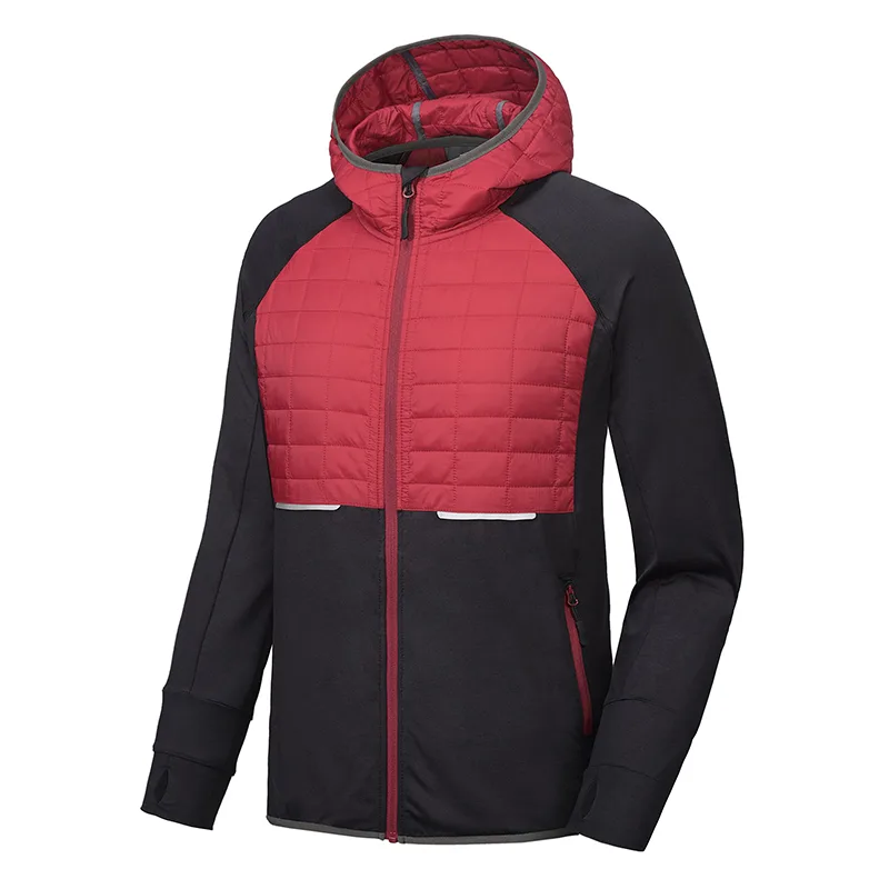 Unisex Hybrid Quilted Jacket — Red & Black — Red/Black, front view
