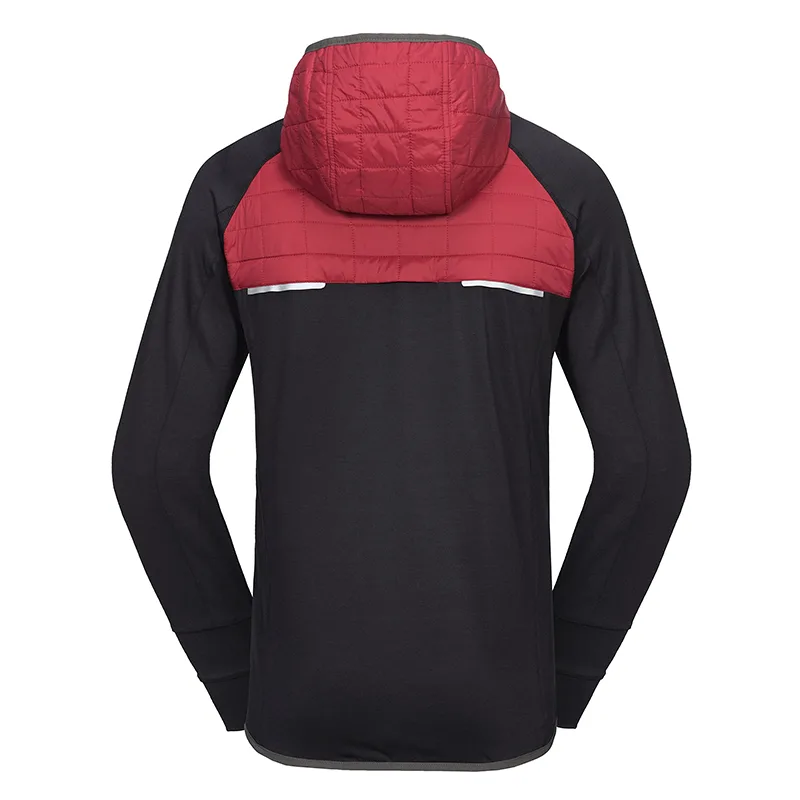 Unisex Hybrid Quilted Jacket — Red & Black — Red/Black, back view