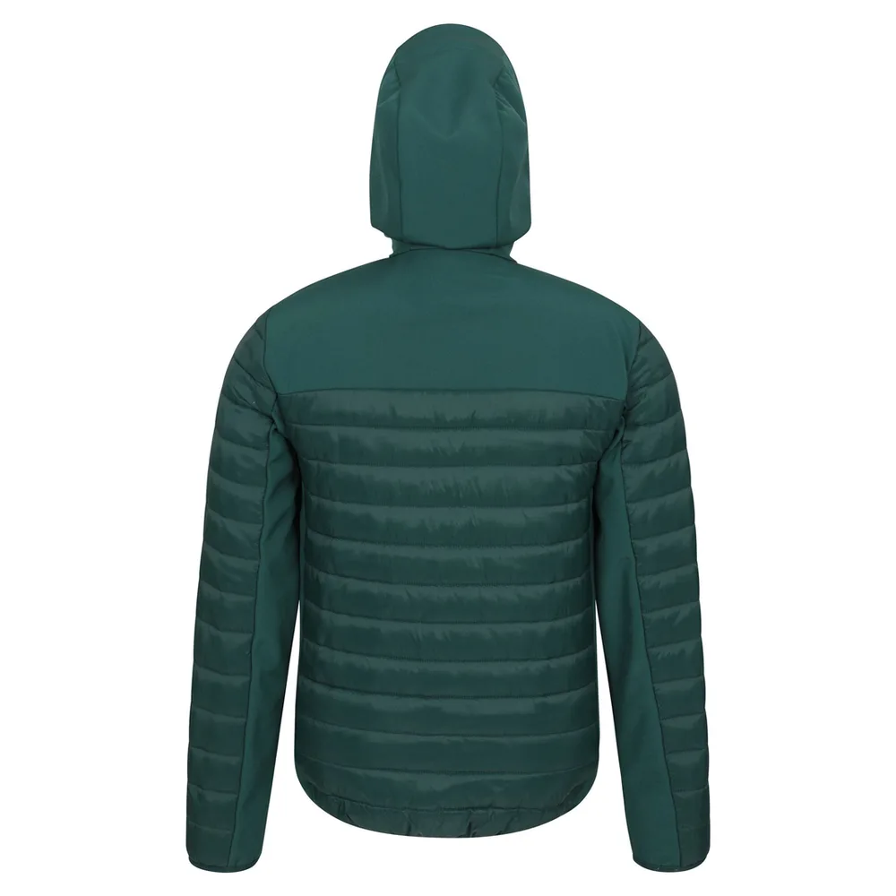 Unisex Hybrid Softshell Puffer Jacket — Army Green — Army Green, back view
