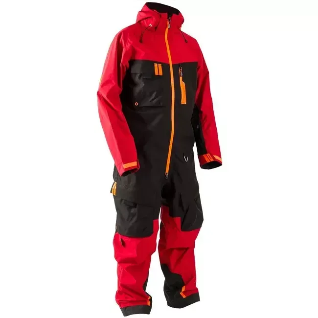 Unisex Ice Fishing One-Piece Suit — 4 Colourways — Red & Black, studio front view