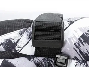 Unisex Ink-Print Ski Gloves — 1 Colourway — White & Black Ink, wrist strap close-up