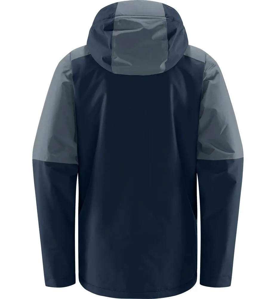 Unisex Insulated Hardshell Jacket — Navy & Grey — Navy & Grey, back view