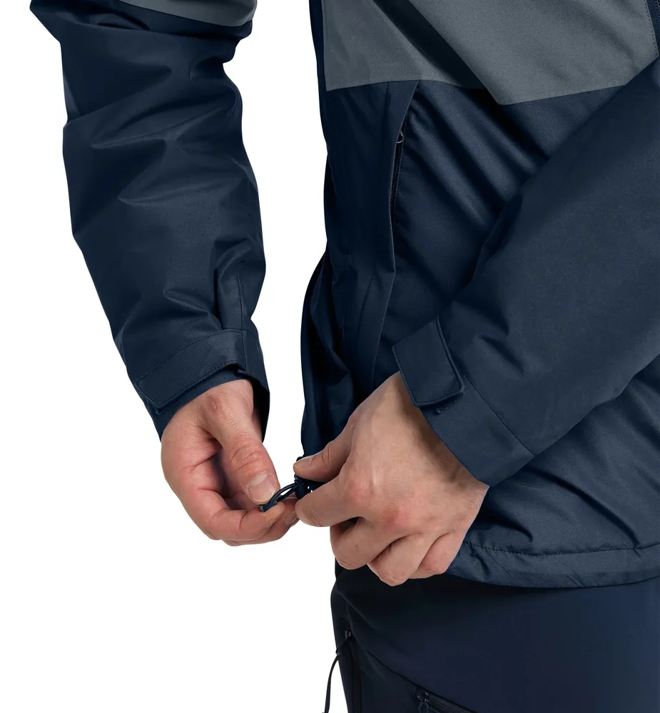 Unisex Insulated Hardshell Jacket — Navy & Grey — Navy & Grey, cuff adjustment detail