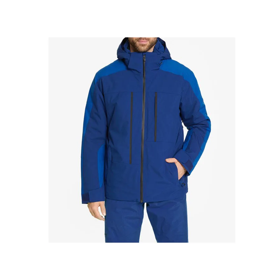 Unisex Insulated Parka — Blue — Blue, front view on model