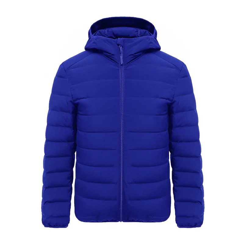 Unisex Lightweight Hooded Quilted Jacket — 6 Colourways — Blue, front view
