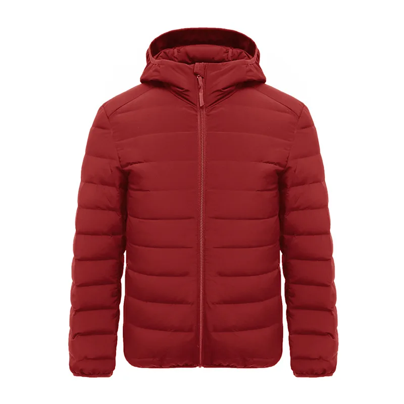 Unisex Lightweight Hooded Quilted Jacket — 6 Colourways — Red, front view