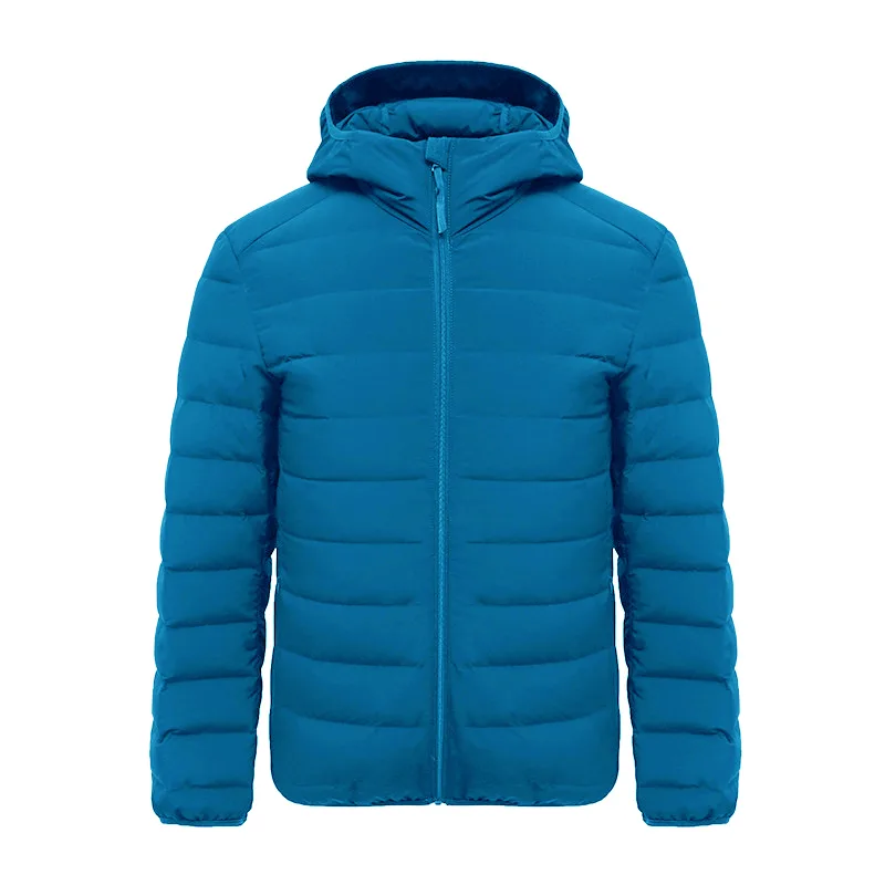 Unisex Lightweight Hooded Quilted Jacket — 6 Colourways — Teal-Blue, front view