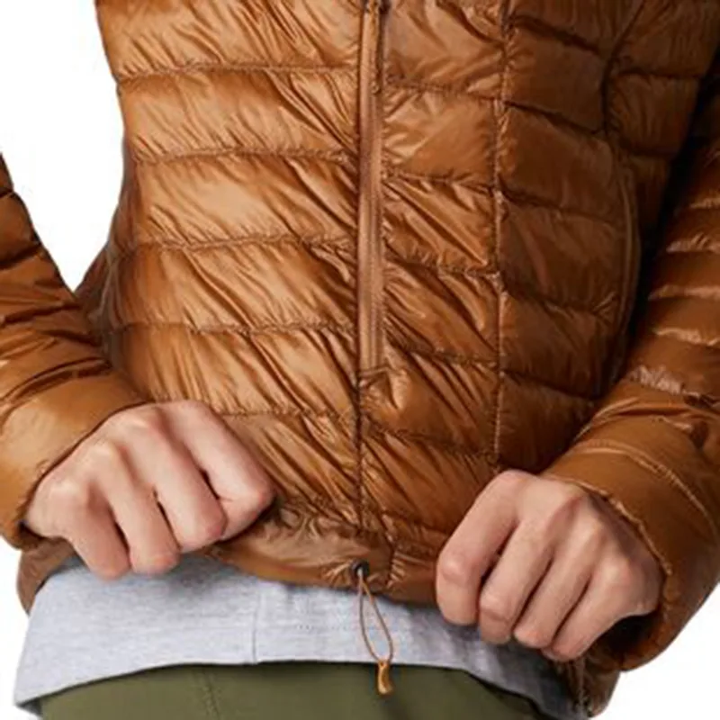 Unisex Lightweight Quilted Jacket — Brown — Brown, hem drawcord detail, worn