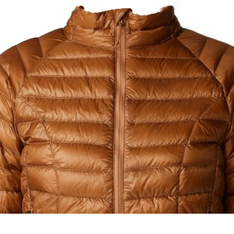 Unisex Lightweight Quilted Jacket — Brown — Brown, collar and chest detail