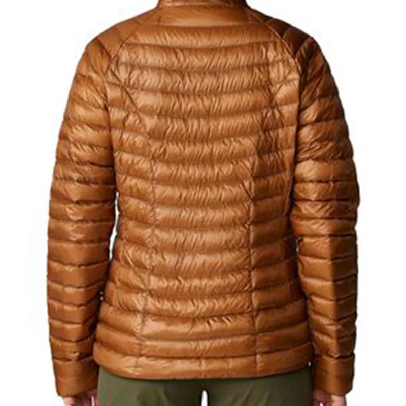 Unisex Lightweight Quilted Jacket — Brown — Brown, back view, worn