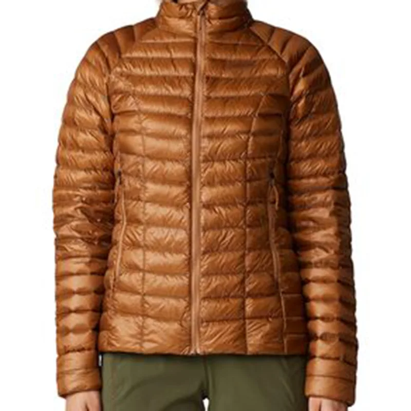 Unisex Lightweight Quilted Jacket — Copper — Copper, front view, worn