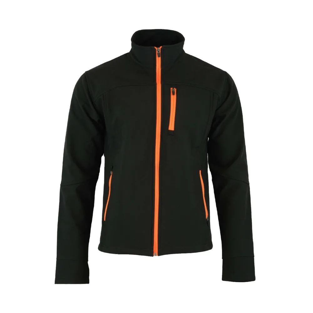 Unisex Longline Softshell Jacket — Black — Black, front view