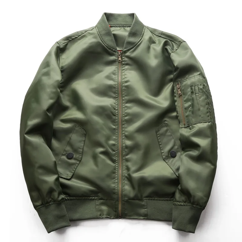 Unisex MA-1 Bomber Jacket — Olive, Black & Navy — Olive Green, front view