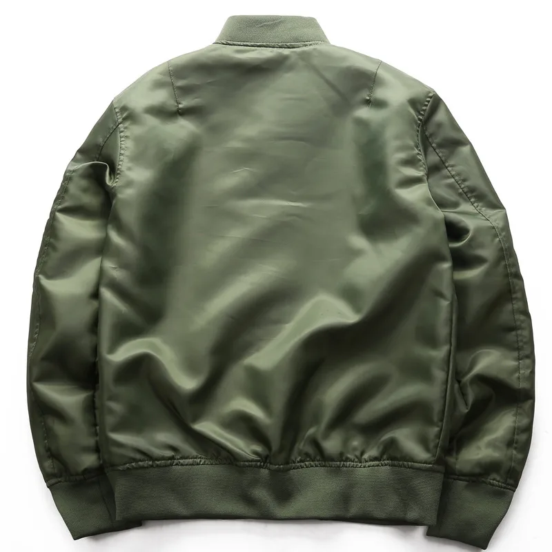Unisex MA-1 Bomber Jacket — Olive, Black & Navy — Olive Green, back view