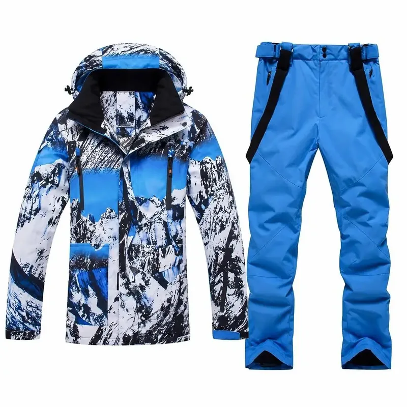 Unisex Mountain-Print Ski Jacket & Pants Set