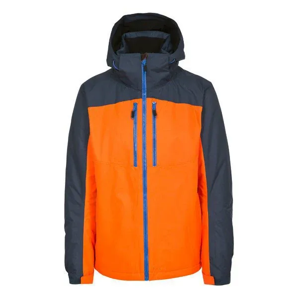 Unisex Multi-Pocket Ski Jacket — Orange & Navy — Orange & Navy, front view