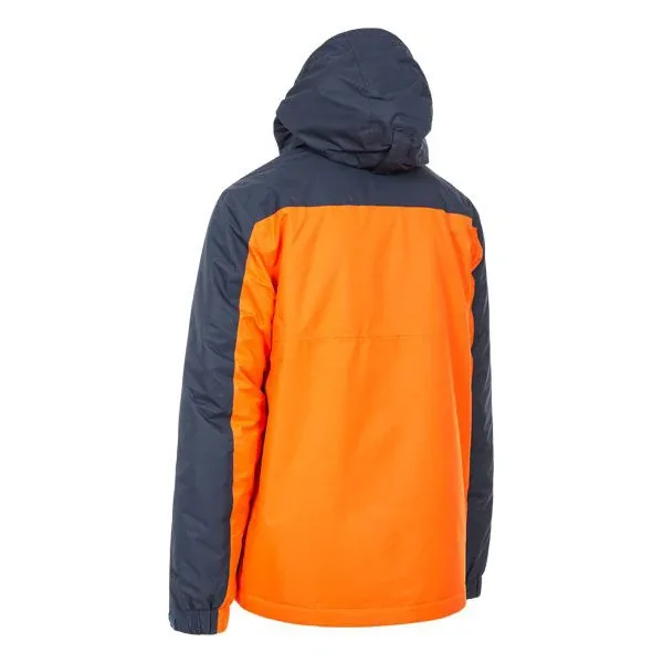Unisex Multi-Pocket Ski Jacket — Orange & Navy — Orange & Navy, back view
