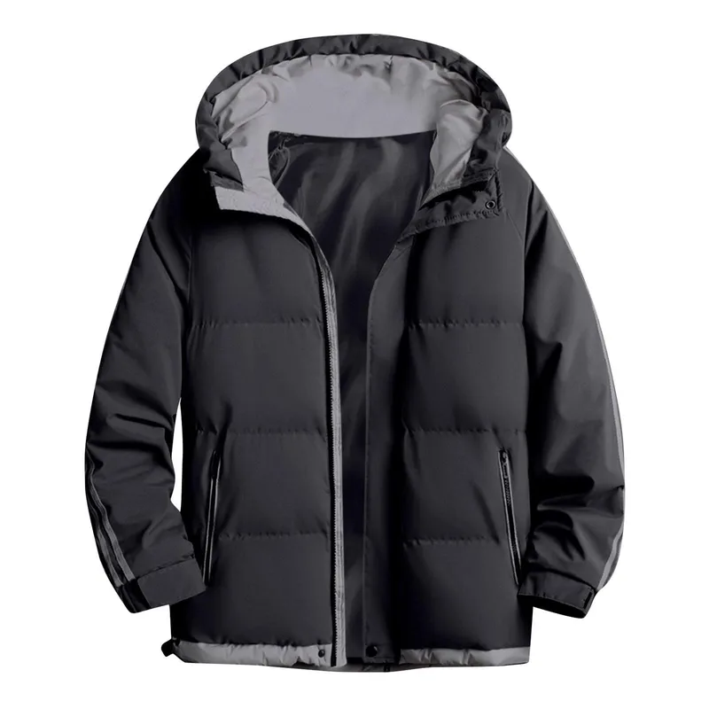 Unisex Multicolour Puffer Jacket — 5 Colourways — Black, front view