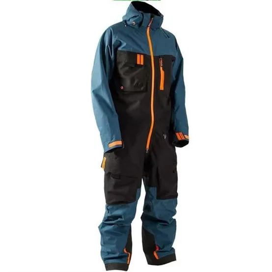 Unisex One-Piece Ski Suit — 4 Colourways — Blue / Black, front view