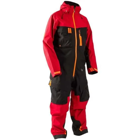 Unisex One-Piece Ski Suit — 4 Colourways — Red / Black, front view