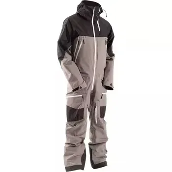 Unisex One-Piece Ski Suit — Colour-Block — 3 Colourways — Grey & Black, worn front view