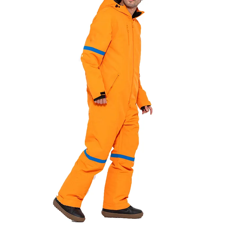 Unisex One-Piece Ski Suit — Orange — Orange, side view