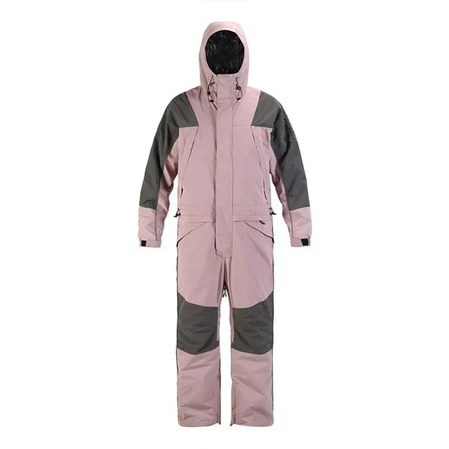 Unisex One-Piece Snow Suit — 3 Colourways — Pink, front view