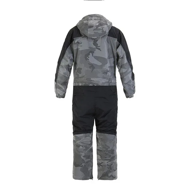 Unisex One-Piece Snow Suit — 3 Colourways — Grey Camo, back view