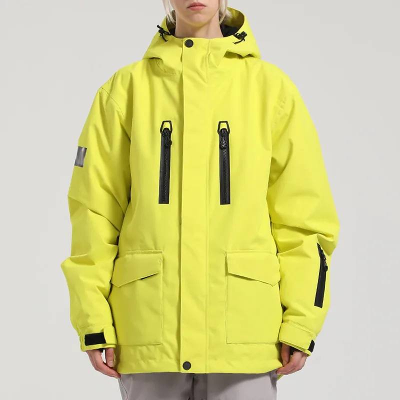 Unisex Oversized Ski Jacket — 2 Colourways — Yellow, worn front view