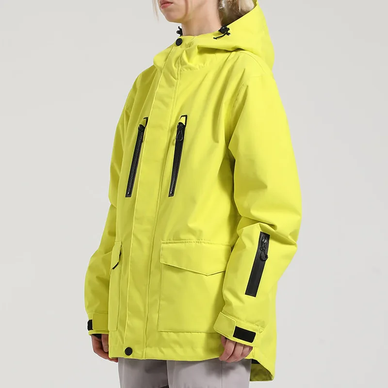 Unisex Oversized Ski Jacket — 2 Colourways — Yellow, worn three-quarter view